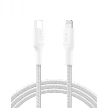 Belkin BOOSTCHARGE fonott USB-C - Lightning kábel 2m fehér