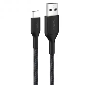 Belkin BOOSTCHARGE fonott USB-C - USB-A kábel 2m fekete