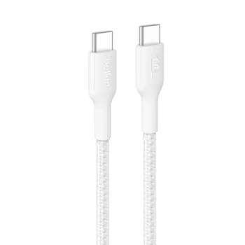 Belkin BOOSTCHARGE fonott USB-C - USB-C kábel 60W PD 2m fehér