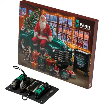 Wera 2026 adventi naptár 24 darabos szerszámkészlet Kraftform csavarhúzókkal, bitekkel, Rapidaptor tartóval és textildobozzal