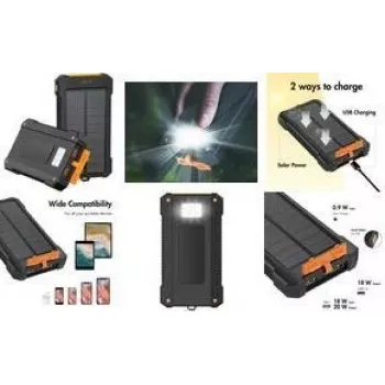 LogiLink napelemes power bank 10000 mAh, 20 W, fekete/narancssárga
