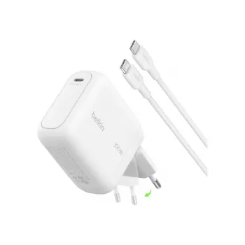 Belkin BOOSTCHARGE 100W USB-C GaN tápegység 1,5m USB-C - USB-C kábellel - fehér