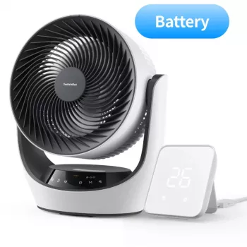 SwitchBot Battery-Powered Smart Circulator Fan with 100 Speeds, 90° Horizontal & 100° Vertical Oscillation, Bluetooth & Wi-Fi (Hub Required), White