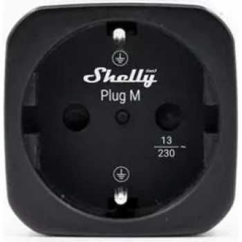 Shelly Plug M Gen3 Black Smart Plug with Energy Monitoring, 13A, Wi-Fi & Bluetooth