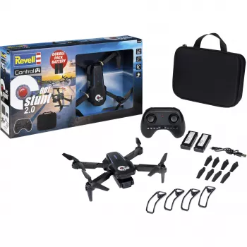 Revell RC Quadrocopter GO! Stunt 2.0 - 2,4 GHz 4 csatornás Ready-to-Fly drón 6 tengelyes giroszkóppal, headless móddal, 360°-os flipekkel, LED-lámpákkal, 3 sebességfokozattal, LiPo akkumulátorral, 8 éves kortól gyerekeknek