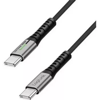LogiLink USB 2.0 Type-C kábel 0,3 m 480Mbps 100W PD fonott LED-del fekete