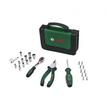 Bosch Starter szerszámkészlet, 26 darabos (zöld/fekete, textil cipzáras tok)