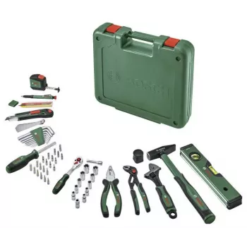 Bosch 63 darabos kéziszerszám-készlet zöld szerszámos táskában