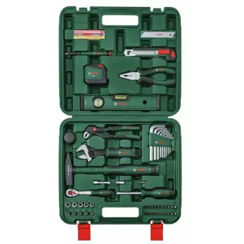 Bosch 73 darabos háztartási szerszámkészlet zöld keménytokban