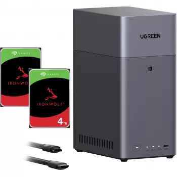 UGREEN DH2300 csomag 2x Seagate IronWolf NAS 4TB CMR (fekete)