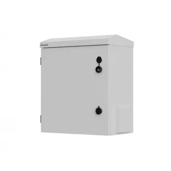 10 inch fali/árbocra szerelhető rack szekrény, IP55 tömített, 420x300x500 mm, szürke, szerelt