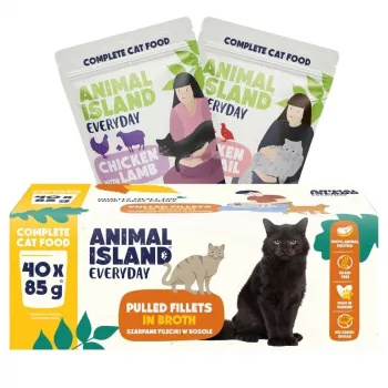 ANIMAL ISLAND Everyday nedves táp macskáknak vegyes ízben, 40 x 85 g, teljes értékű táp felnőtt macskáknak