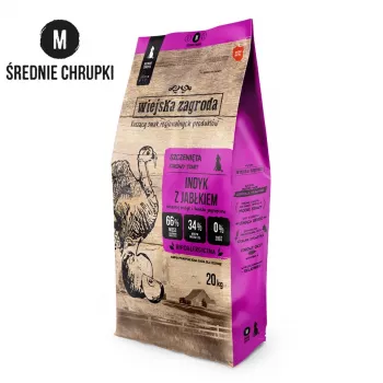 WZA WIEJSKA ZAGRODA pulyka almával Crunchy M - száraz táp kölyökkutyáknak - 20 kg