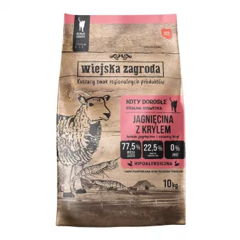 WIEJSKA ZAGRODA bárány krillel száraz macskatáp - 10kg