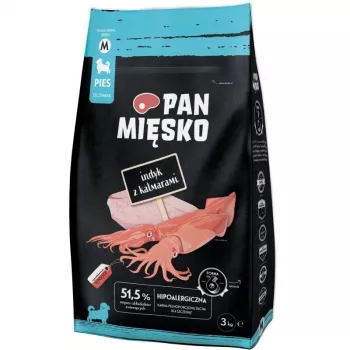 Pan Mięsko száraz kutyaeledel pulyka tintahallal, kiskutyáknak, közepes kroketta, 3 kg