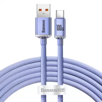 Baseus USB-A – USB-C Crystal Shine 100W 2m lila kábel