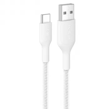 Belkin BOOSTCHARGE fonott USB-C - USB-A kábel 2m fehér