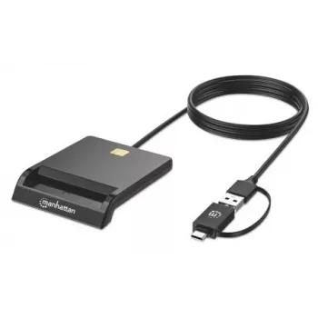Manhattan USB-C és USB-A combo okoskártya-olvasó, fekete