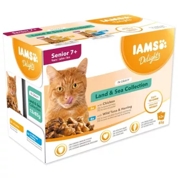 IAMS Delights Senior Land & Sea Collection szószban 12x85g