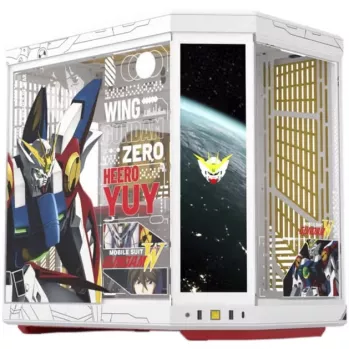 HYTE Y70 Touch Infinite Gundam Wing Edition mid-tower ház, dupla edzett üveg, 4K érintőképernyő, fehér