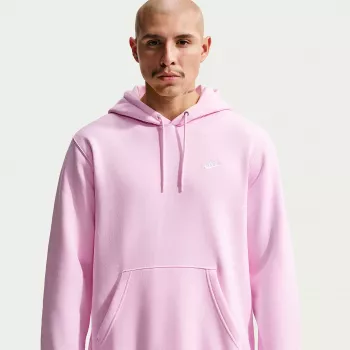 Nike Club Fleece férfi kapucnis pulóver világosrózsaszín FN3859-663 L-es méret
