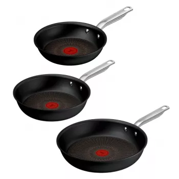 Tefal Experience alumínium serpenyőkészlet, 3 részes, fekete, 20/24/28 cm