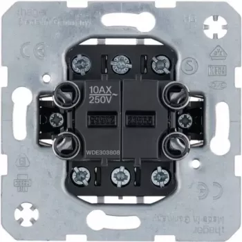 Hager WDE303808 kettős váltókapcsoló-betét, 2-es, 10AX, süllyesztett, külön bemenetek