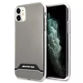 AMG AMHCN61TCBW merev tok iPhone 11 / XR 6,1 inch készülékhez – átlátszó, elektroplattírozott fekete és fehér díszítéssel