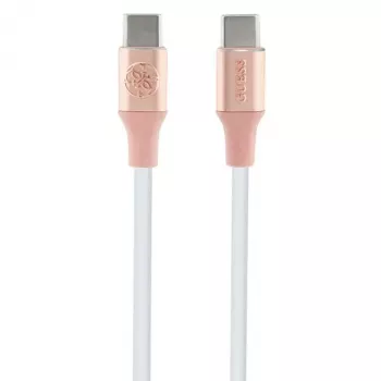 GUESS GUCCLALRGDP USB-C - USB-C gyorstöltő kábel 1,5 m rózsaszín dombornyomott logóval