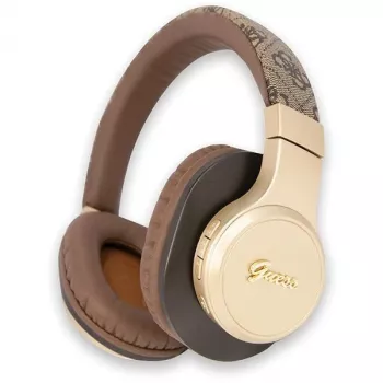 GUESS 4G Script Metal Logo vezeték nélküli fejhallgató Bluetooth 5.3 barna