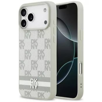 DKNY kárómintás nyomott csíkos tok iPhone 17 Pro Max-hoz - bézs