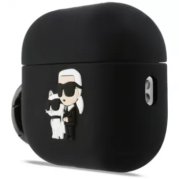 Karl Lagerfeld Silicone Karl & Choupette Head 3D Case for AirPods Pro 3, Black