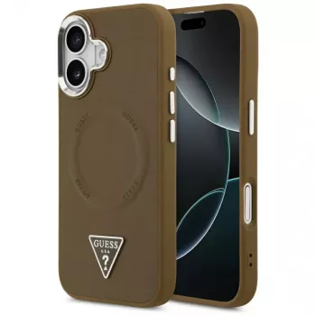 GUESS Triangle Logo MagSafe tok iPhone 17-hez - barna