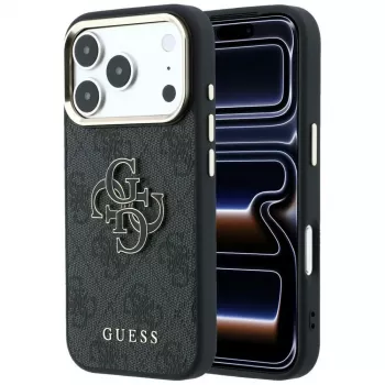 GUESS 4G & Big Resin Logo tok iPhone 17 Pro / 18 Pro-hoz - fekete