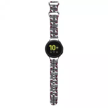 Hello Kitty univerzális szilikon szíj okosórákhoz HKUWMSDIESK Heads & Stripes fekete 20mm