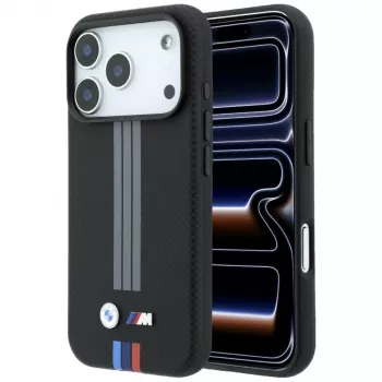 BMW M Quadrille Kevlar antracit és trikolór nyomott vonalak MagSafe tok iPhone 18 Pro / 17 Pro készülékhez