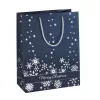 SIGEL GT110 Silver Snowflakes Gift Bag Set, 3 Pack, Coated Paper, White Textile Cord Handles, Metallic Gloss, Christmas & Winter Occasions, 230 x 180 x 100 mm