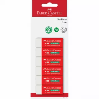Faber-Castell PVC-mentes radír 7095-20, 6 darabos csomag, fehér