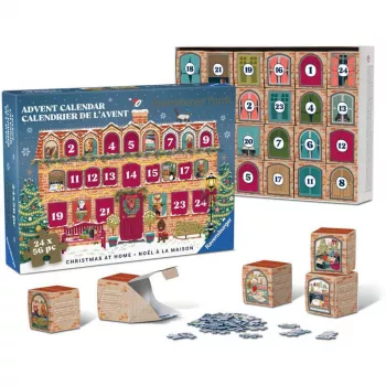 RAVENSBURGER kirakó adventi naptár Karácsony otthon - 24 mini kirakó, 576 darab, Softclick technológia