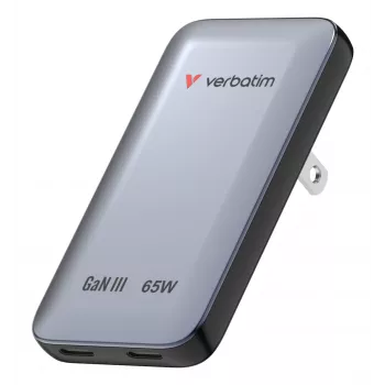 Verbatim Slim GaN töltő 2 port 65W (EU/UK/US) szürke