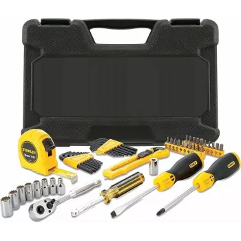 STANLEY STMT0-74864 51 darabos szerszámkészlet 1/4 inch és 1/2 inch dugókulcsokkal és kombinált kulcsokkal műanyag táskában