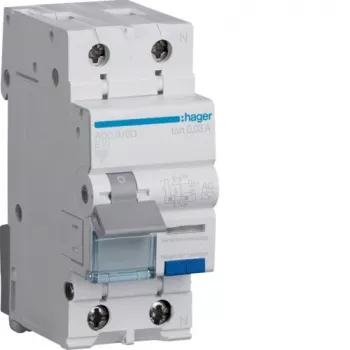 Hager ADC910D RCBO 2P 10A 30mA Type AC hibaáram-védőkapcsoló túláramvédelemmel