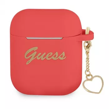 GUESS GUA2LSCHSR AirPods 1/2 tok piros szilikon Charm Heart Collection