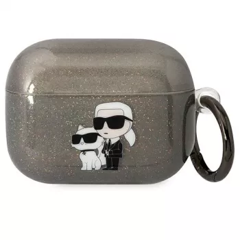 Karl Lagerfeld KLAPHNKCTGK AirPods Pro tok csillogó Karl & Choupette fekete