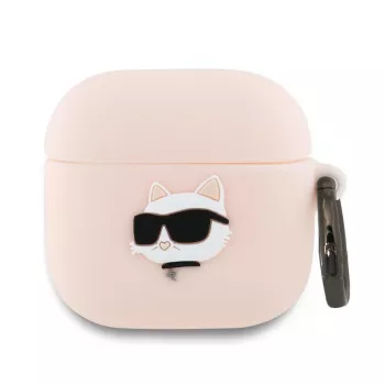 Karl Lagerfeld szilikon Choupette fej 3D tok AirPods 4-hez - rózsaszín