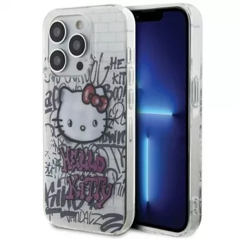 Hello Kitty HKHCP15LHDGPHT iPhone 15 Pro keménytok IML Kitty On Bricks Graffiti fehér