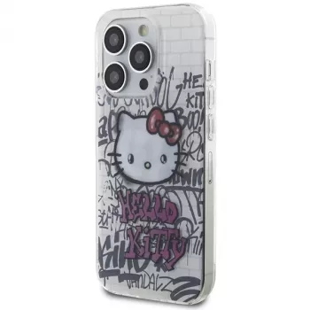 Hello Kitty HKHCP15LHDGPHT iPhone 15 Pro keménytok IML Kitty On Bricks Graffiti fehér