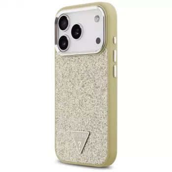 GUESS Glitter Triangle Logo MagSafe tok iPhone 17 Pro-hoz - arany