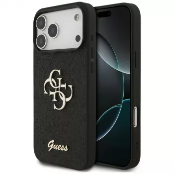 GUESS Fixed Glitter Big 4G tok iPhone 18 Pro Max / 17 Pro Max-hoz - fekete
