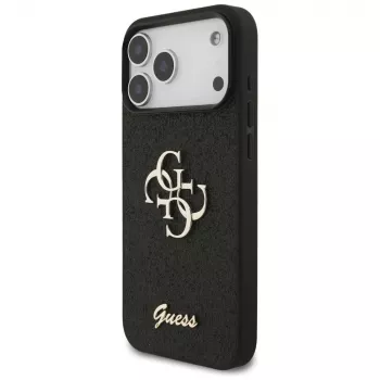 GUESS Fixed Glitter Big 4G tok iPhone 18 Pro Max / 17 Pro Max-hoz - fekete